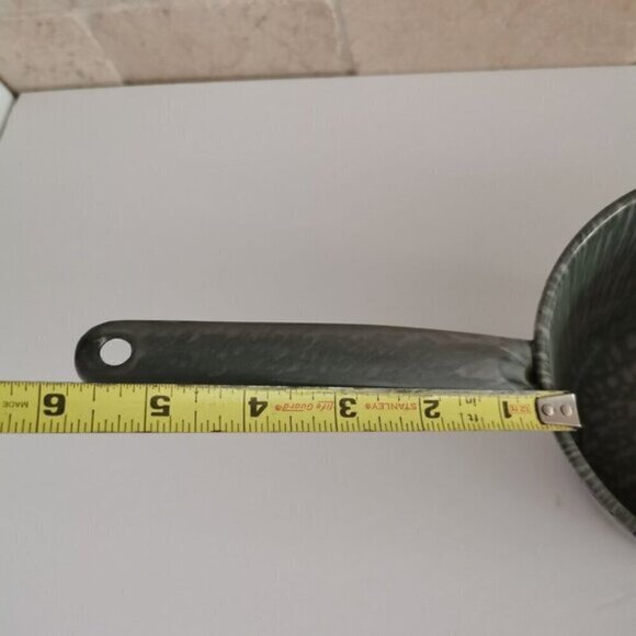 Gray Graniteware Sauce Pan Vintage, Speckled Swirl Enamelware Pot with Handle Ki - Picture 8 of 8